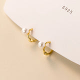 925 Silver Women 4MM Shell Bead Pearl Mini Earrings