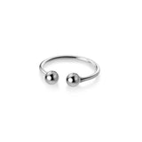 925 Sterling Silver Adjustable Rings Double Beads Geometric Finger Jewelry