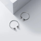 925 Sterling Silver Adjustable Rings Double Beads Geometric Finger Jewelry