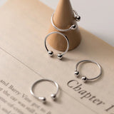 925 Sterling Silver Adjustable Rings Double Beads Geometric Finger Jewelry