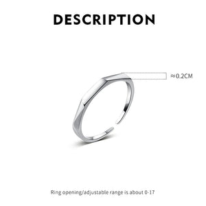 925 Silver Irregular Cut Open Resizable Finger Ring