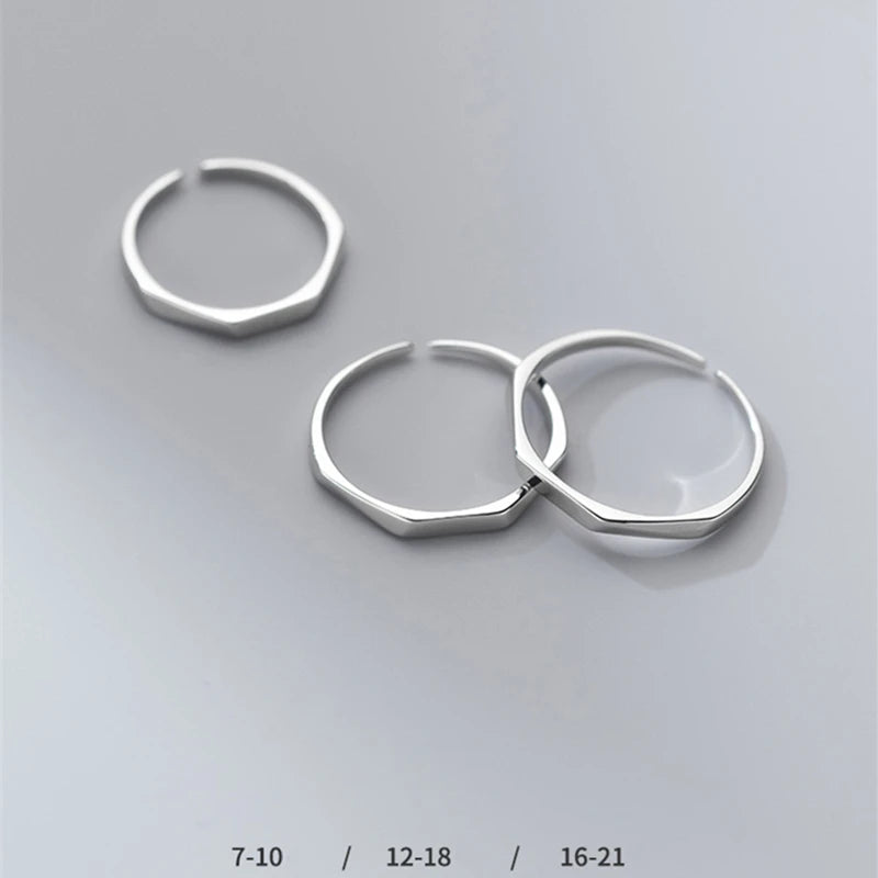 925 Silver Irregular Cut Open Resizable Finger Ring