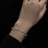 925 Silver Adjustable Bracelet Lines Beads Hand Jewelry