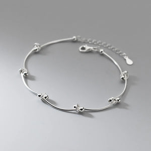 925 Silver Adjustable Bracelet Lines Beads Hand Jewelry