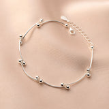 925 Silver Adjustable Bracelet Lines Beads Hand Jewelry