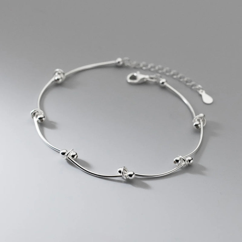 925 Silver Adjustable Bracelet Lines Beads Hand Jewelry
