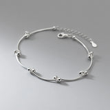 925 Silver Adjustable Bracelet Lines Beads Hand Jewelry