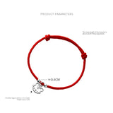 925 Sterling Silver Tiger Red Rope Zodiac Bracelet