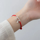 925 Silver Bracelet Rabbit Red Rope String Bracelet Jewelry Women