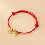 925 Silver Zodiac Tiger Bead Bracelet Bell Red Rope Adjustable Jewelry