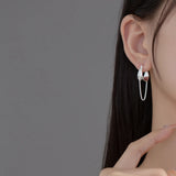 925 Silver Charm Tassel Earrings Ear Buckle for Women Ins Style Party Hoop