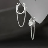 925 Silver Charm Tassel Earrings Ear Buckle for Women Ins Style Party Hoop