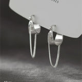 925 Silver Charm Tassel Earrings Ear Buckle for Women Ins Style Party Hoop