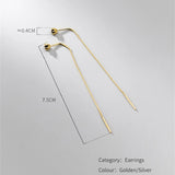 925 Silver Colorful Zircon Tassel Chain Earrings Long Dangle Earring