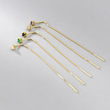 925 Silver Colorful Zircon Tassel Chain Earrings Long Dangle Earring