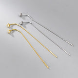925 Silver Colorful Zircon Tassel Chain Earrings Long Dangle Earring