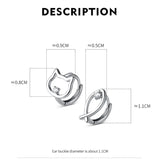 925 Silver Fish Cat Asymmetrical Earrings Hoops for Women