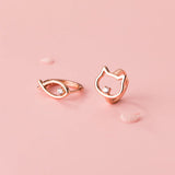 925 Silver Fish Cat Asymmetrical Earrings Hoops for Women