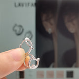 925 Silver Fish Cat Asymmetrical Earrings Hoops for Women