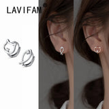 925 Silver Fish Cat Asymmetrical Earrings Hoops for Women