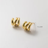 925 Silver Earrings Irregular Three Layers Arc Geometric Semicircle Line Ear