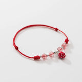 925 Silver Enamel Strawberry Red Rope Bracelet Women Girl String Jewelry