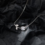 925 Silver Tulip Flower Necklace Women Vintage Clavicle Chain Jewelry