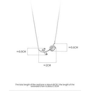 925 Silver Tulip Flower Necklace Women Vintage Clavicle Chain Jewelry