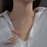 925 Silver Tulip Flower Necklace Women Vintage Clavicle Chain Jewelry