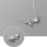 925 Silver Tulip Flower Necklace Women Vintage Clavicle Chain Jewelry