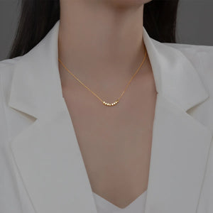 925 Sterling Silver Geometric 8 Beads Small Women Clavicle Chain Necklace
