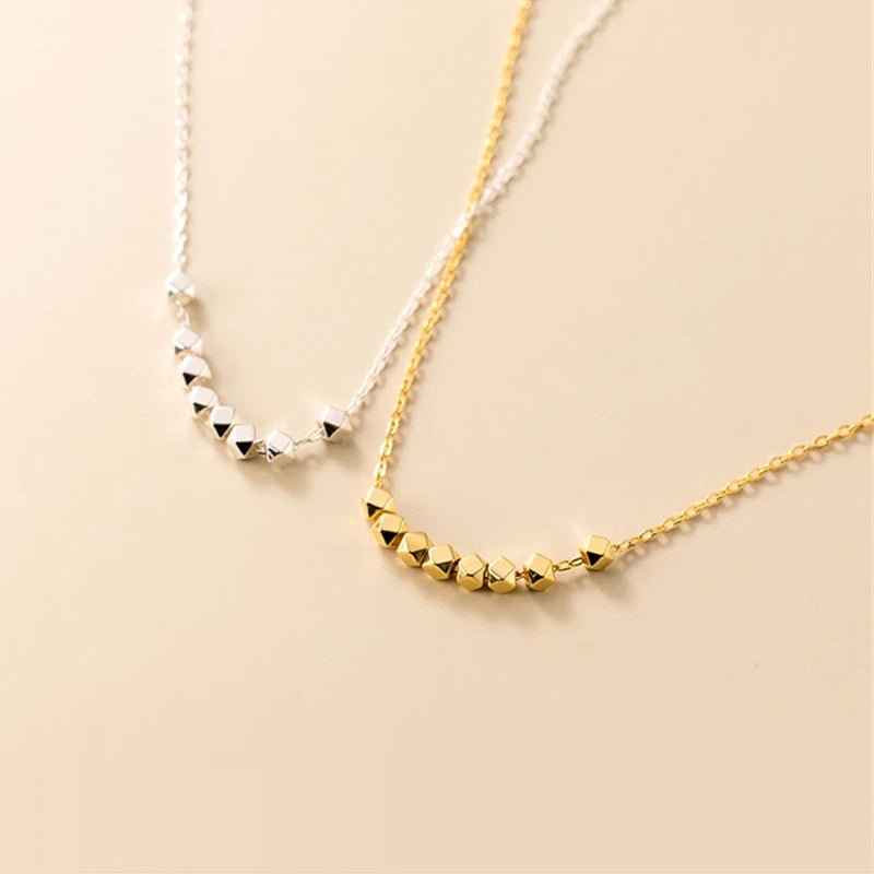 925 Sterling Silver Geometric 8 Beads Small Women Clavicle Chain Necklace