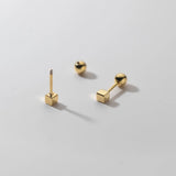 925 Silver Cube Screw Earrings for Women
