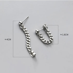 925 Sterling Silver Gothic Chain Link Hanging Earrings Women Unisex