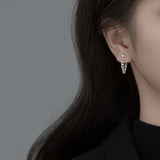 925 Sterling Silver Gothic Chain Link Hanging Earrings Women Unisex
