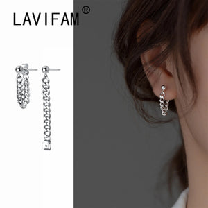 925 Sterling Silver Gothic Chain Link Hanging Earrings Women Unisex