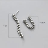 925 Sterling Silver Gothic Chain Link Hanging Earrings Women Unisex