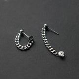 925 Sterling Silver Gothic Chain Link Hanging Earrings Women Unisex
