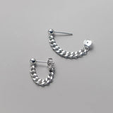 925 Sterling Silver Gothic Chain Link Hanging Earrings Women Unisex