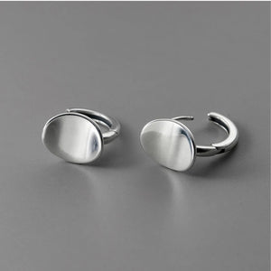 925 Silver Oval Hoop Earrings For Women, Thai Silver Ear Jewelry