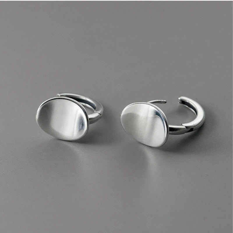 925 Silver Oval Hoop Earrings For Women, Thai Silver Ear Jewelry