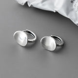 925 Silver Oval Hoop Earrings For Women, Thai Silver Ear Jewelry