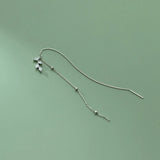 925 Silver Tassel Ear Line Earrings Leaf Zircon Jewelry Trending