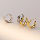 925 Silver Double Layer Earrings Studs Short Style Female Ear Jewelry