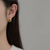925 Silver Double Layer Earrings Studs Short Style Female Ear Jewelry