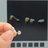925 Sterling Silver Skull Style Screw Bead Earrings
