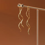 925 Silver Long Ear Line Wave Box Chain Earrings for Women