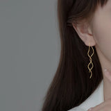 925 Silver Long Ear Line Wave Box Chain Earrings for Women