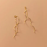 925 Silver Long Ear Line Wave Box Chain Earrings for Women