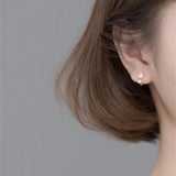 925 Silver Hoop Earrings Zircon Pearl Women Jewelry